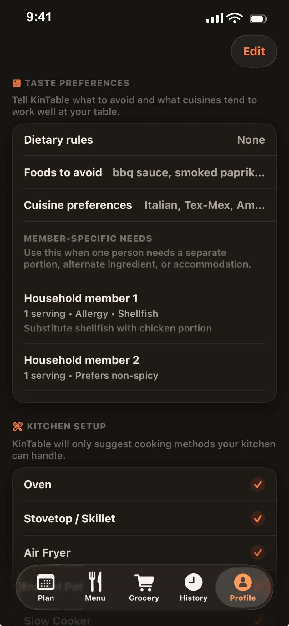 Household taste preferences